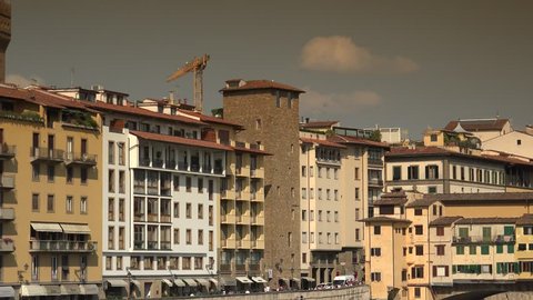 FLORENCE, ITALY-circa 2016: ULTRA HD 4K, Ponte Vecchio, Old Bridge in sunny day