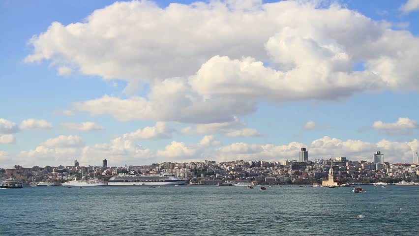 Timelapse Istanbul under beautiful white clouds  