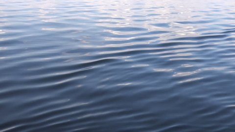 Close up of the calm blue water of a lake.