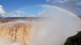 Iguazu waterfalls with a rainbow, Argentina 