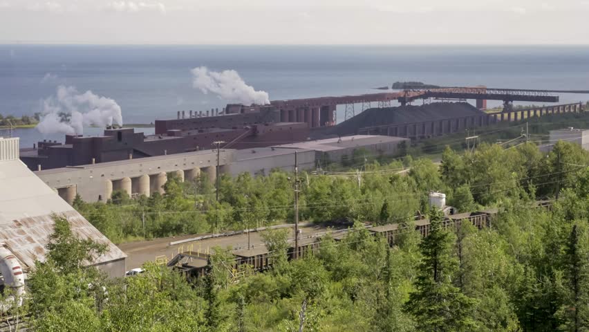  A Normal Summer Workday at a Lake Superior Taconite Mining Plant and Train Loading Station 4K UHD Timelapse