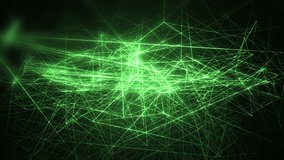 Fractal green background with lines.Glowing green fractal polygonal. Technology background green screen.