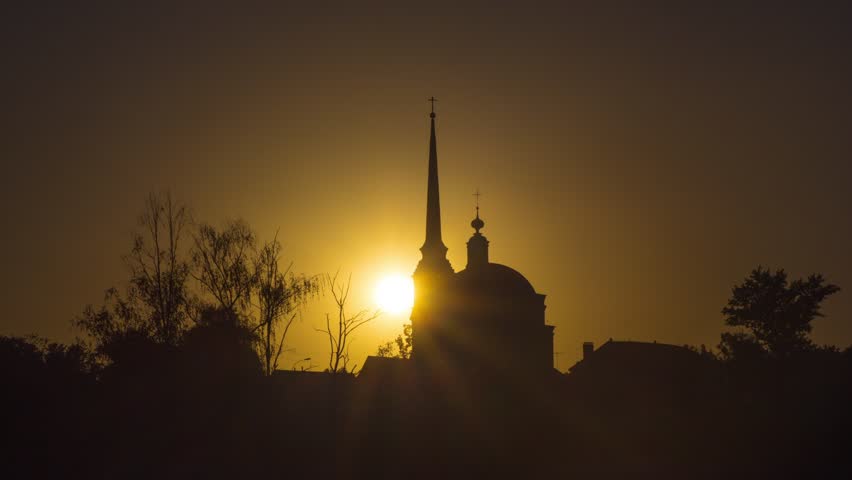 sunset, time-lapse, church