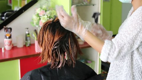 Hair salon. Coloring.