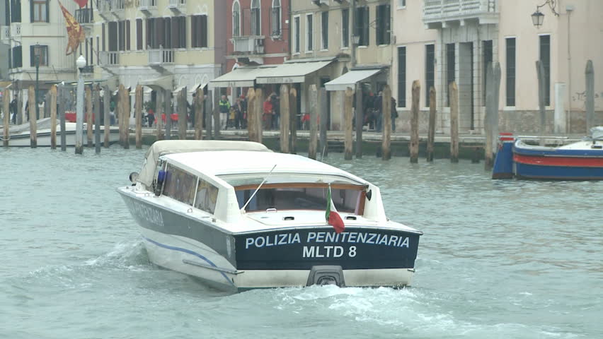 VENICE, ITALY - FEBRUARY 24 2009 Policeboat on the Canale Grande on 24th of