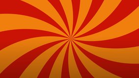 Retro Radial Red and Orange Pattern. Circus inspired retro rotating background pattern perfect for placing behind text. Available in 4K FullHD and HD video 2D flat render footage.