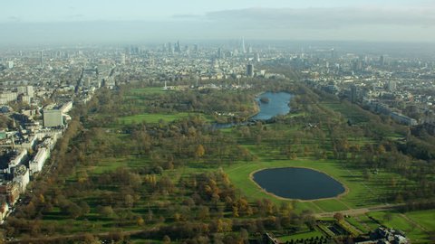 Aerial view of Hyde Park London UK