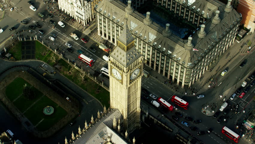 Aerial view of Big Ben and Houses of Parliament London UK