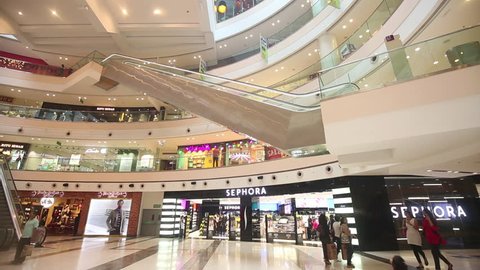 Mall Of India, Noida, NCR, India-5th July,2016: Right to Left pan shot in Mall of India,Noida