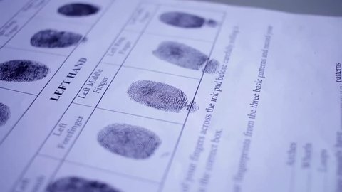 Fingerprint on police fingerprint card