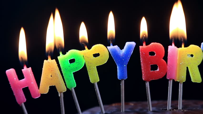 lighted candles on happy birthday cake Stock Footage Video (100% ...