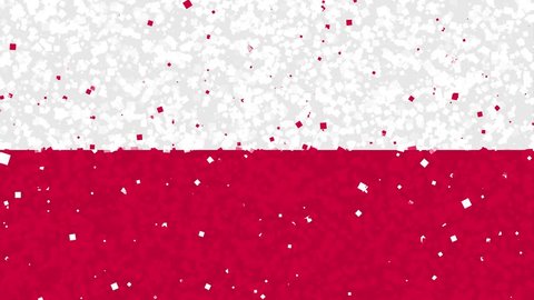 celebratory animated background of flag of Poland appear from fireworks