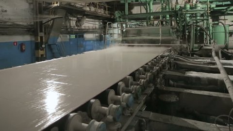 Paper production machine. Processing of secondary resources. Paper recycling. Large enterprise