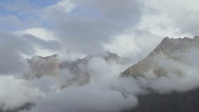Epic mountains video handheld. Kazbegi, Stepantsminda; July 2016. Georgia