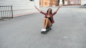 Girl riding on a skateboard