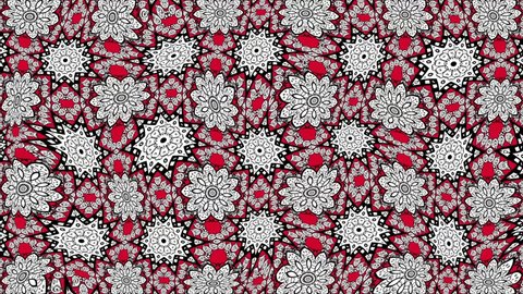 Ethnic ornament mandala geometric patterns in white colors on red background. Seamless pattern.  – Video có sẵn