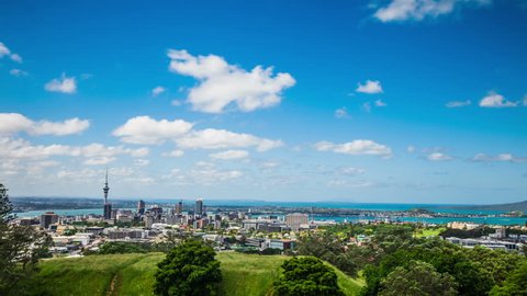 Time Lapse - Ariel View of Downtown Auckland, New Zealand