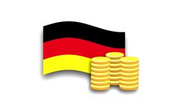 Motion graphics video of the German flag with coins disappearing and a downwards arrow - Powered by Shutterstock - Get 15% off with code: PIKWIZARD15