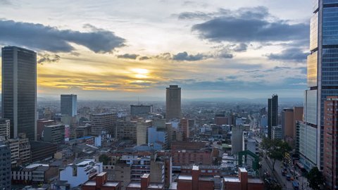 Static view of a day to night time lapse in Bogota, Colombia