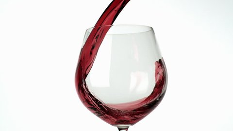 Slo-motion wine poured into glass