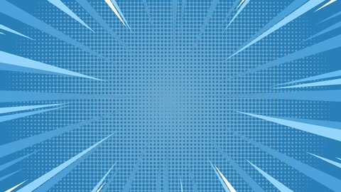Animation of Comic speed radial on blue dotted background
