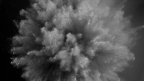 Gray particles fly after being exploded