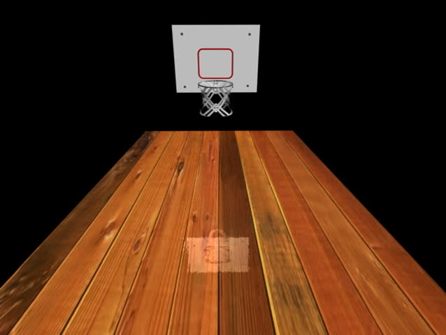 Basketball going for slam dunk,LOOP,reflection on the floor,NTSC,DV Pro