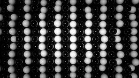 Abstract random animated background with black and white spheres. Seamless loop