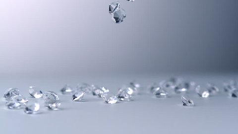Slow-motion diamonds falling, Slow Motion Stock Video
