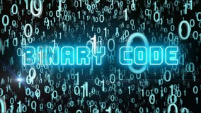 Seamless looping animation with the word Binary Code composed into falling bluish binary code - Powered by Shutterstock - Get 15% off with code: PIKWIZARD15