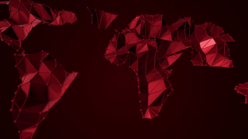 Animation of abstract earth map from polygonal shape and spherical vertices and lines. Animation of seamless loop.