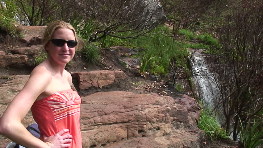 Girl and Waterfall on Table Mountain, Cape Town