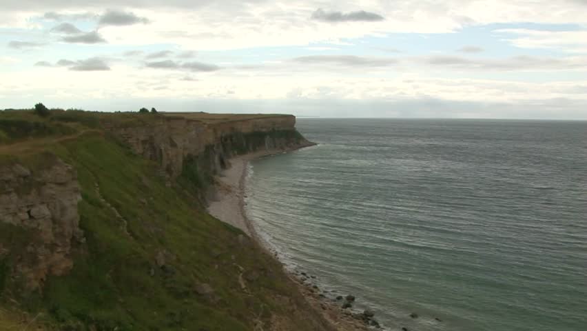 View of the Interconnecting cliff line between the British landings on Gold Beach and Sword Beach where the WWII Normandy landings took place on D-Day June 6th 1944 in Normandy, France