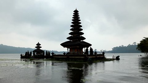 Pura Ulun Danu Bratan Temple in Bratan Lake near Bedugul Volcano, Bali Island