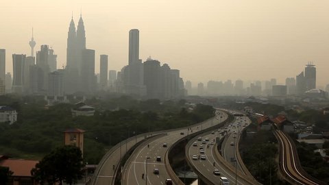 Kuala Lumpur Skyline, Highway to Petronas Twin Towers, Business Center