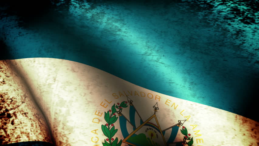 El Salvador Flag Waving, grunge look