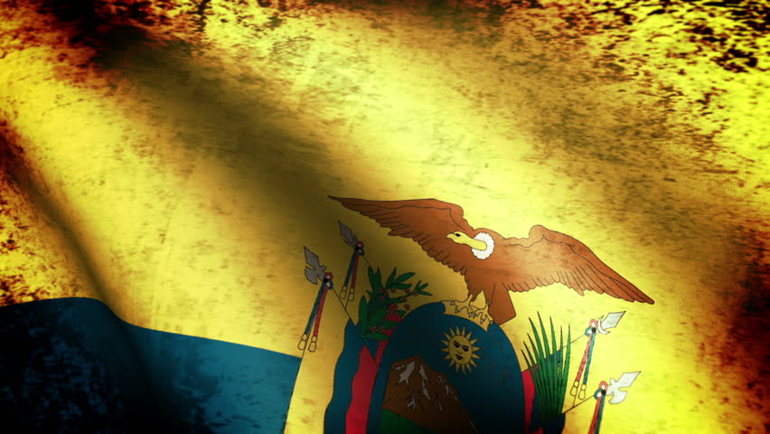 Ecuador Flag Waving, grunge look