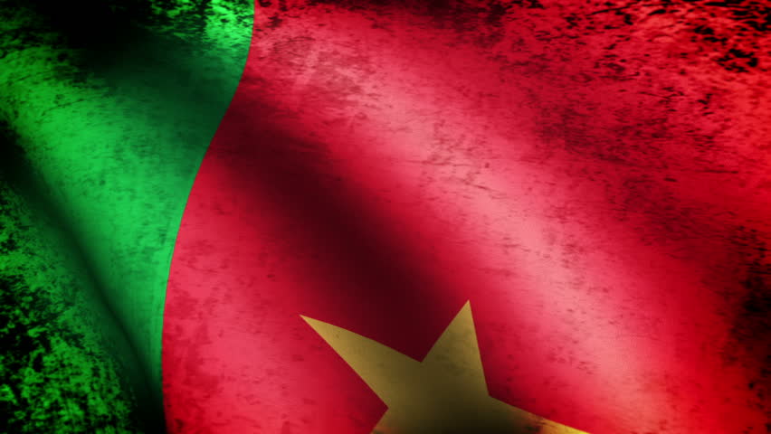 Cameroon Flag Waving, grunge look