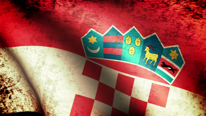 Croatian Flag Waving, grunge look