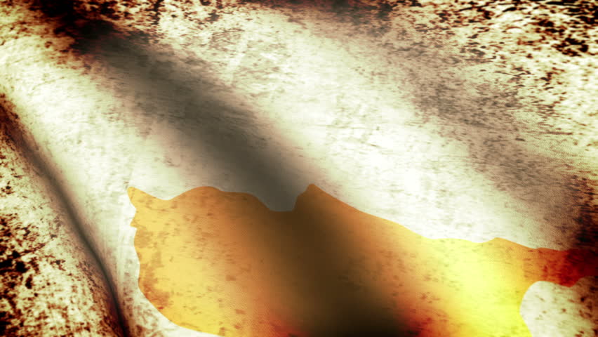 Cyprus Flag Waving, grunge look