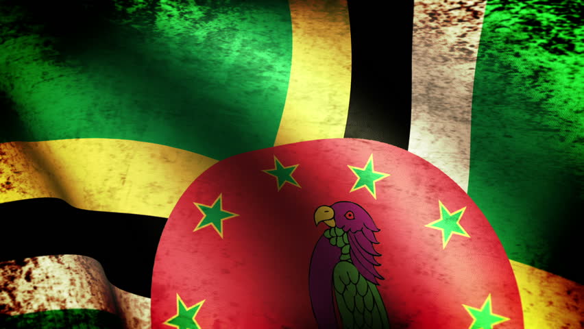 Dominica Flag Waving, grunge look