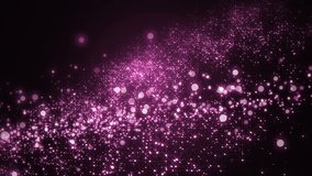 Background purple movement. Universe pink dust with stars on black background. Motion abstract of particles. VJ Seamless loop.