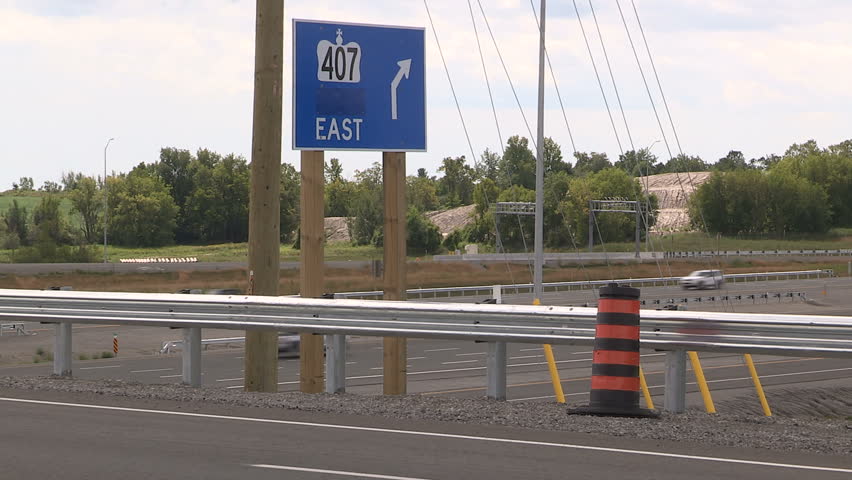 Whitby, Ontario, Canada August 2016 Highway 407 electronic toll highway in Ontario Canada