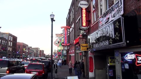 The Famous Boradway in Nashville with all the Live Music Venues - NASHVILLE / TENNESSEE - NOVEMBER 4, 2014