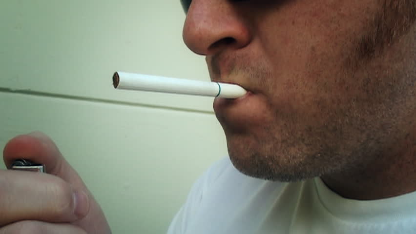 Man Lighting Cigarette Real Slow Motion