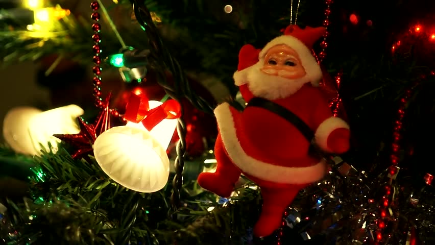 High quality HD video of decorations on a Christmas tree.