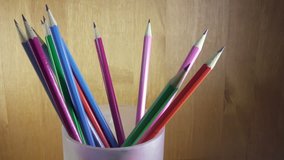 black lead pencils with bright coloring of wooden part 