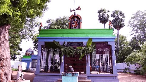 Panning Exterior Shot Hindu temple, South India
