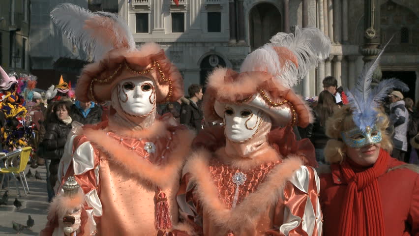 VENICE, ITALY - FEBRUARY 24: Romantic couple at Venice Carnival February 24,