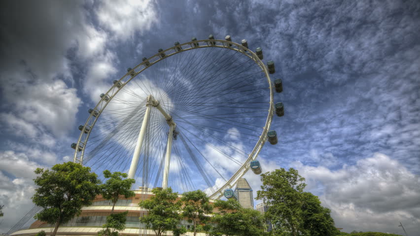 Timelapse of Singapore Flyer with clouds